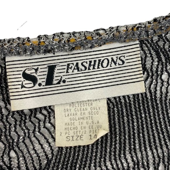 Vintage Bohemian Silver Metallic Flapper Fringe Longline Duster size 14 - Picture 5 of 5